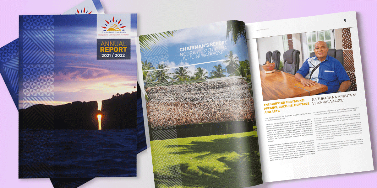 Cover page mock up of the TTFB 2021-2022 Annual Report